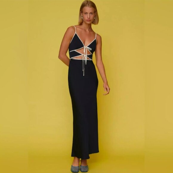 Brand New MISHA Ramira V-Neck Cutout Midi Dress - Picture 4 of 12